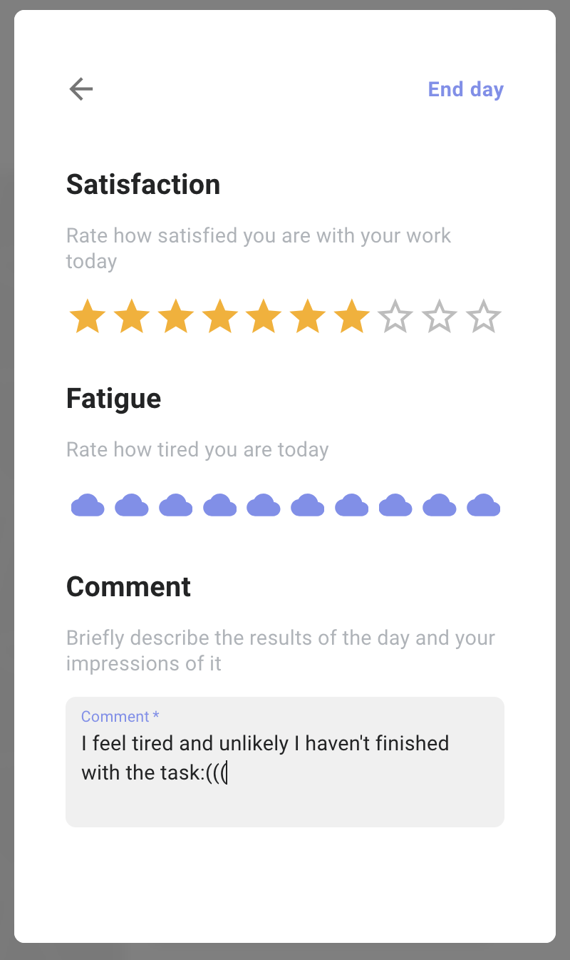 Screenshot from the interface